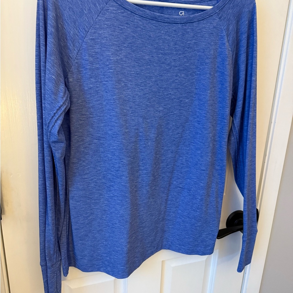 GAP Fit Athletic Blue Heather Long Sleeve Shirt - Picture 2 of 4